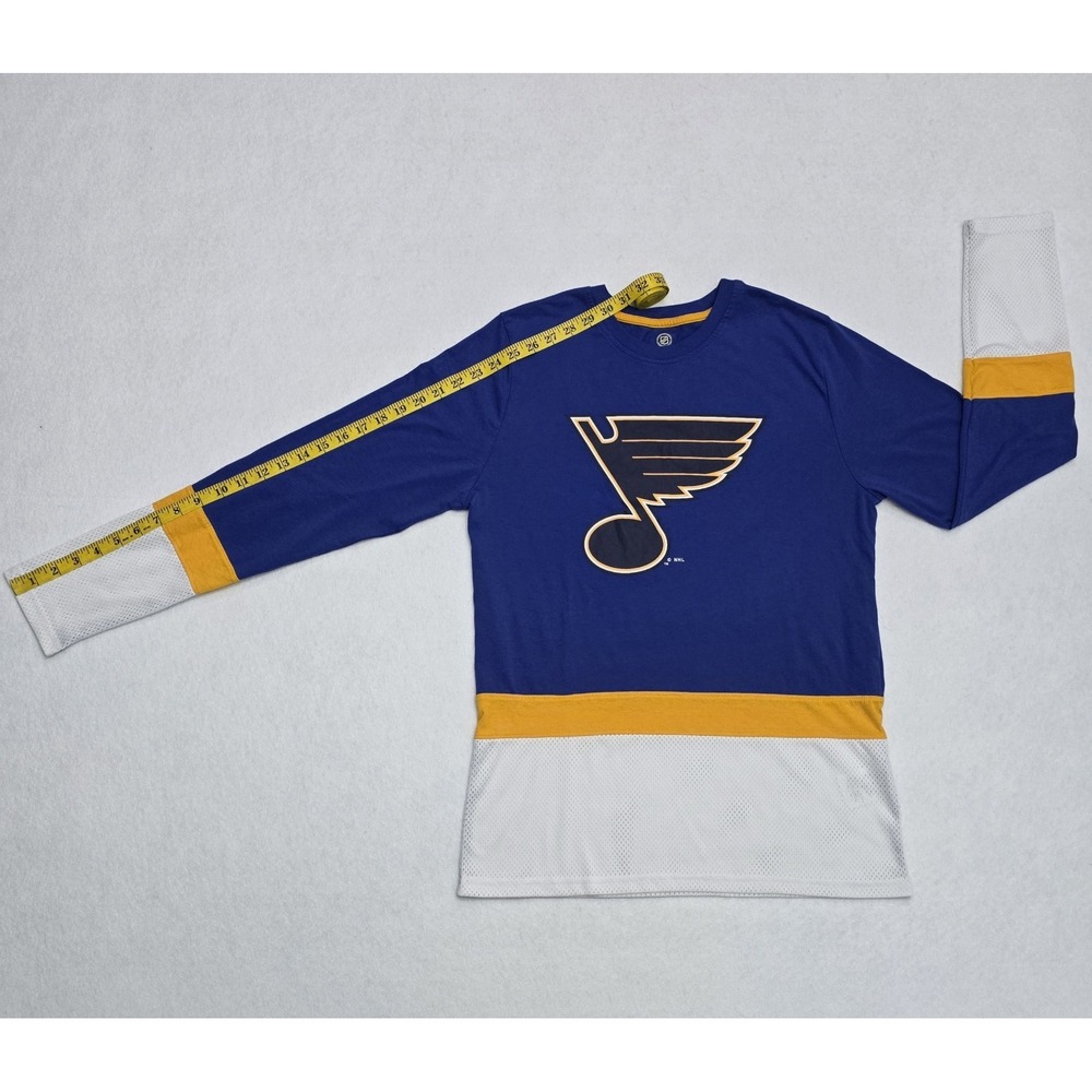 NHL St. Louis Blues Mens Blue Yellow Colorblock Long Sleeve Shirt Medium - Picture 15 of 16